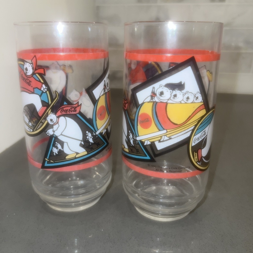 Vintage Coca Cola Bears 1994 Glasses-Set Of 2